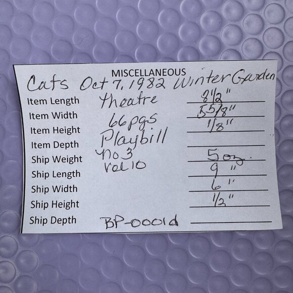 Cats October 7, 1982 Winter Garden Theatre 66 Pages Playbill No 3 Vol 10 - Picture 8 of 8